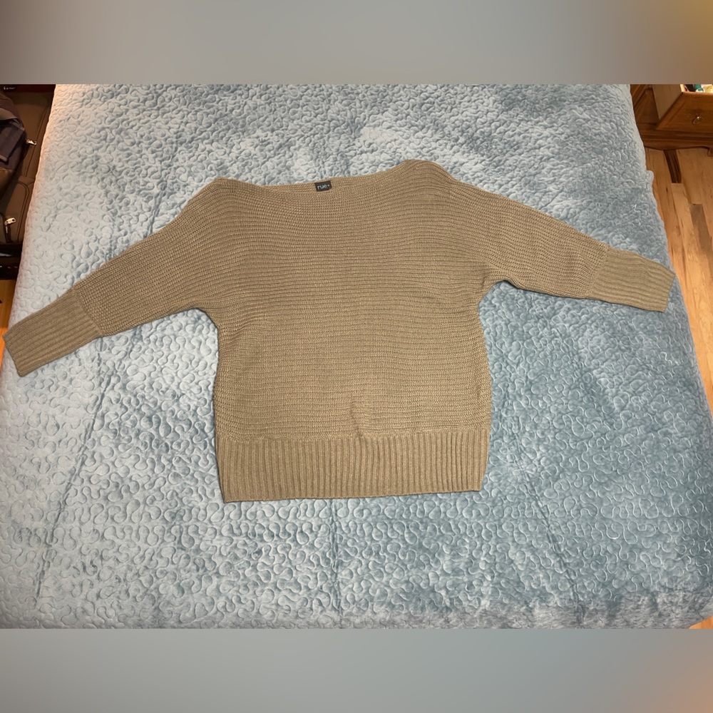RUE+ Women’s Sweater Sz 3X Olive Green Pullover Acrylic 3/4 Sleeve EUC